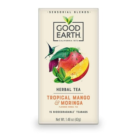 Good Earth Sensorial Blends Tropical Moringa & Mango Herbal Tea, 15Count ( Pack of 2 )