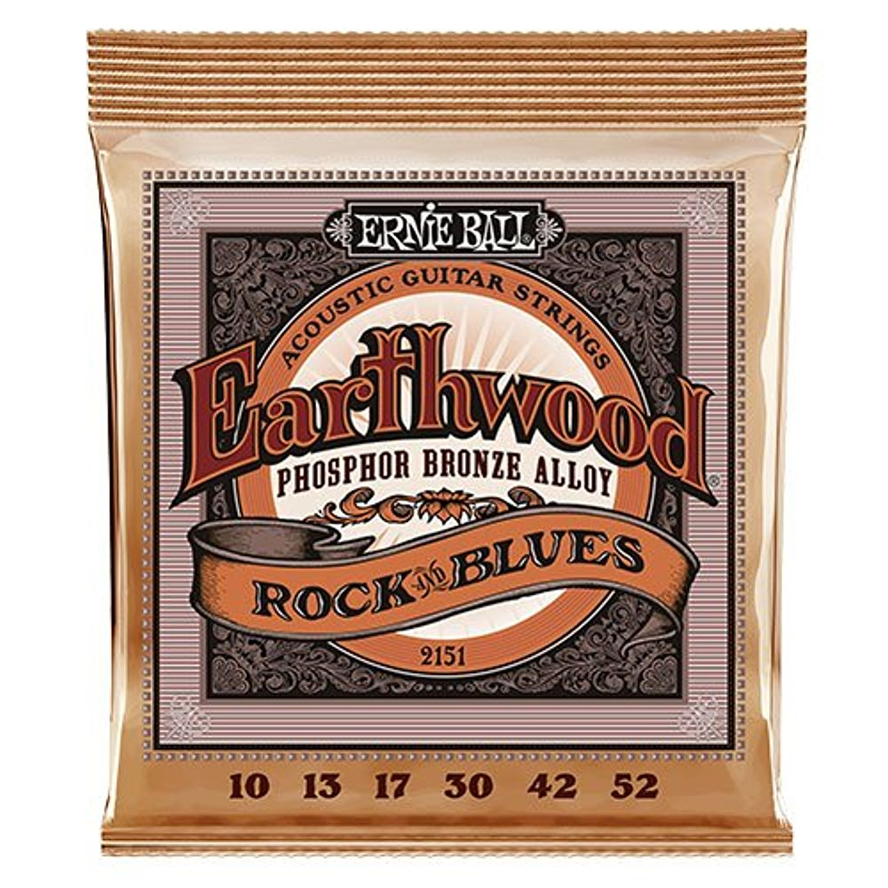5 PACK Ernie Ball P02151 Earthwood Rock & Blues Phosphor Bronze Acoustic String Set .010 - .052