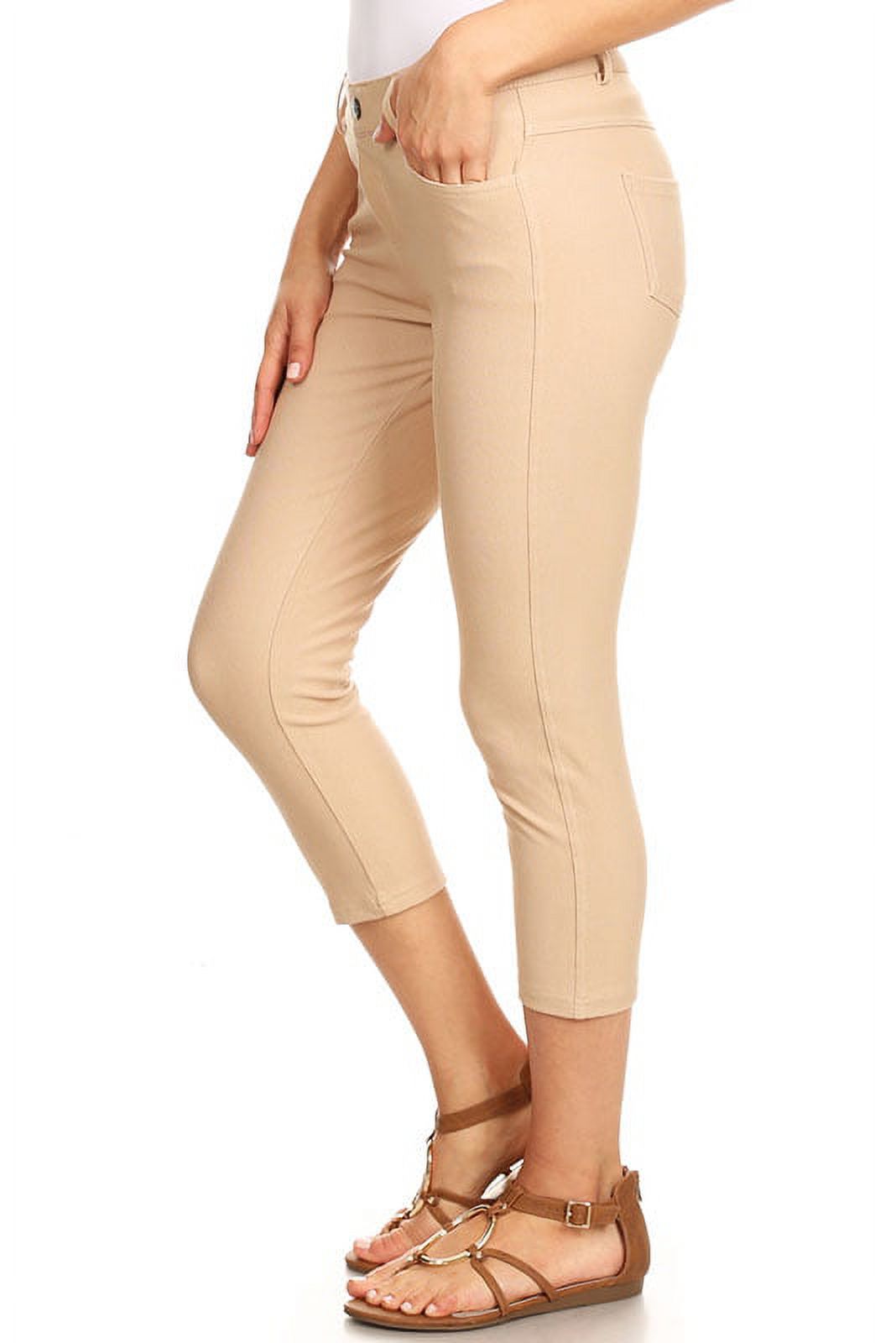 Women's Cotton Blend Capri Jeggings Stretchy Skinny Pants Jeans Leggings - image 2 of 3