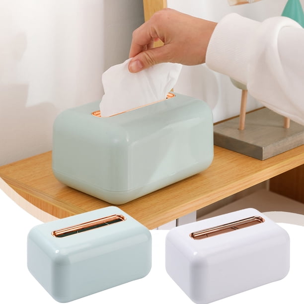 Dispensador de cajas de pañuelo tostadoras - Soporte moderno para papel de cocina de plástico, apertura ancha • Blanco/verde, 7x4,7x3,7 pulgadas, almacenamiento duradero sobre la mesa para salón