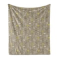 thumbnail image 1 of Grey and Yellow Soft Flannel Fleece Blanket, Hand Drawn Sketchy Tulips Flowers Leaves Butterflies Art Image, Cozy Plush for Indoor and Outdoor Use, 70" x 90", Cocoa Black and White, by Ambesonne, 1 of 6