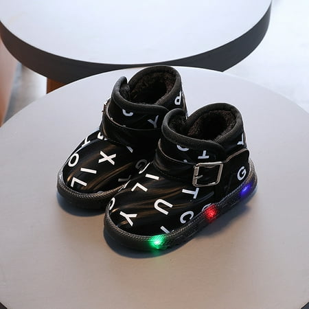 

Toddler Infant Kids Baby Girls Snow Fleece Boot Non Slip Flat Cloth Bottom Infant Crib Shoes Led Light Up CHMORA