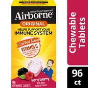 Angle View: Airborne Very Berry Chewable Tablets, 96 count - 1000mg of Vitamin C - Immune Support Supplement (Packaging May Vary)