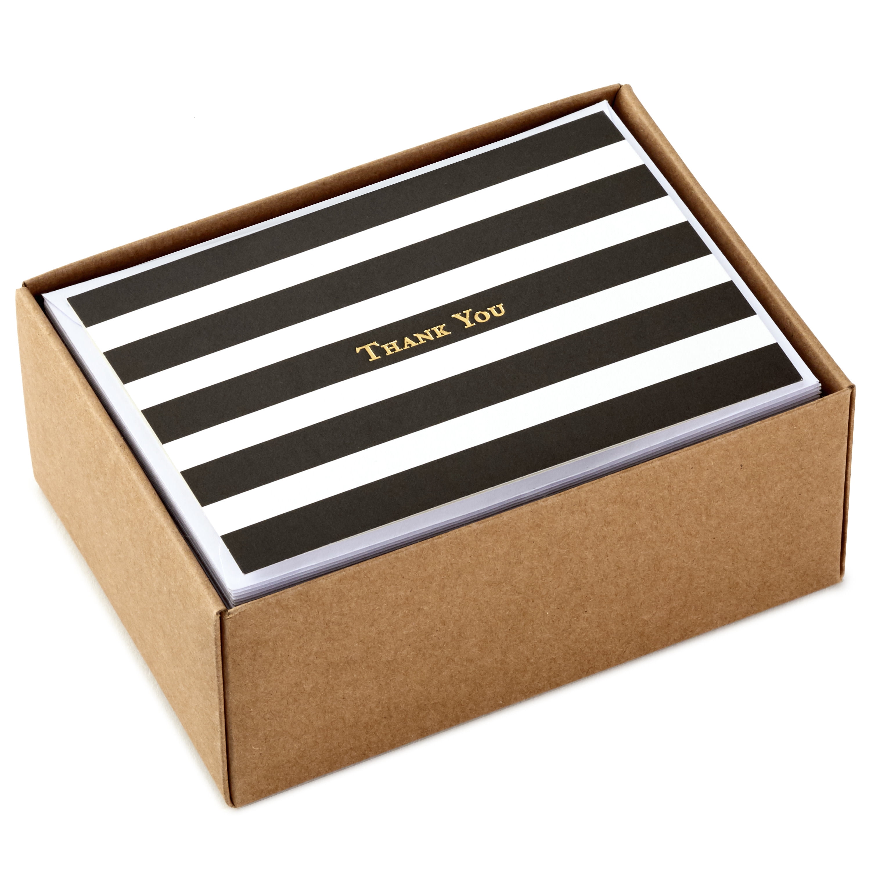 Hallmark Boxed Blank Thank You Notes (Black-and-White Striped), 40 Count