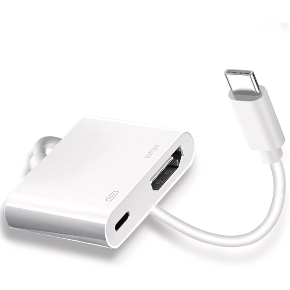 USB C to HDMI for TV, 4K@60Hz Type C to HDMI Adapter with Charging Port, iPhone to Hdmi to USB C Adapter Compatible for iPhone 17/16/15 Series/iPad Pro/Galaxy/MacBook Pro to HDTV Projector