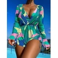thumbnail image 4 of Conjunto de Bikini de cintura alta para mujer, traje de baño Sexy con volantes, color caqui liso con lazo frontal, microbañador para vacaciones, 2024, 4 of 5