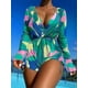 thumbnail image 4 of Bikini de un hombro para mujer, traje de baño pequeño con realce, Tanga, color blanco y negro, 2024, 4 of 5