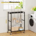 thumbnail image 2 of Broom And Mop Holder, Movable Broom Closet Storage Cabinet, Cleaning Cart with Mop Hanger Gripper Rack, Janitorial Cart, Utility Carts, Laundry Room Organization Home Essentials, 2 of 8