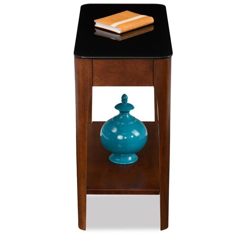 Leick Obsidian Glass Top Narrow End Table in Chestnut Walmart Canada