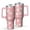 Pink Christmas Santa, variant on Pink Christmas Snowman Pattern Tumbler with Handle and Lid,40oz Double Wall Vacuum Insulated Tumbler,Cups Gift for Women and Men