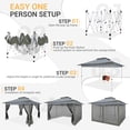 thumbnail image 3 of COBIZI 12'x12' Pop-up Gazebo Patio Gazebo Outdoor Gazebo Canopy with Mosquito Netting Patio Tent Backyard Canopy with 2-Tiered Vented Top 3 Adjustable Height and 144 Square Ft of Shade, Dark Gray, 3 of 16