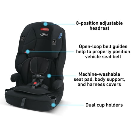 Graco Tranzitions 3-in-1 Harness Booster Car Seat, Cinder, 1 Count