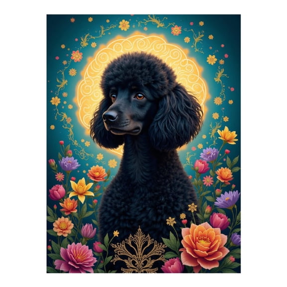 Diamond Art Kit for Adults, Poodle Floral Aura Portrait Diamond Painting for Adults Beginners, 5D DIY Diamond Art Painting Kits, Colorful Diamond Painting Craft for Home Decor 12x16