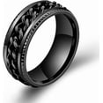 thumbnail image 2 of 8mm Stainless Steel Anti Anxiety Spinner Ring Fidget Biker Grooved Edge Band Stress Roller for Men Women Couple Relief Wedding Engagement Jewelry, 2 of 4