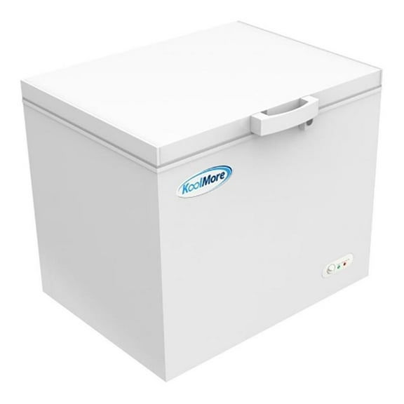Pemberly Row Metal Deep Chest Freezer with Wire Basket in White