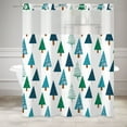 thumbnail image 4 of Mizhona Blue and Green Xmas Tree No Hooks Shower Curtains with Snap in Liner Winter Holiday White Hookless Fabric Bathroom Curtain，71"× 86", 4 of 4