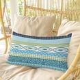 thumbnail image 4 of Blue Green Geometric Pillow Covers, Linen Long Throw Pillow Case, Boho Vintage Country Flowers Leaves Holiday Pillow Protector Decorative Cushion Cover for Living Room/Bedroom 12" x 20", 4 of 8