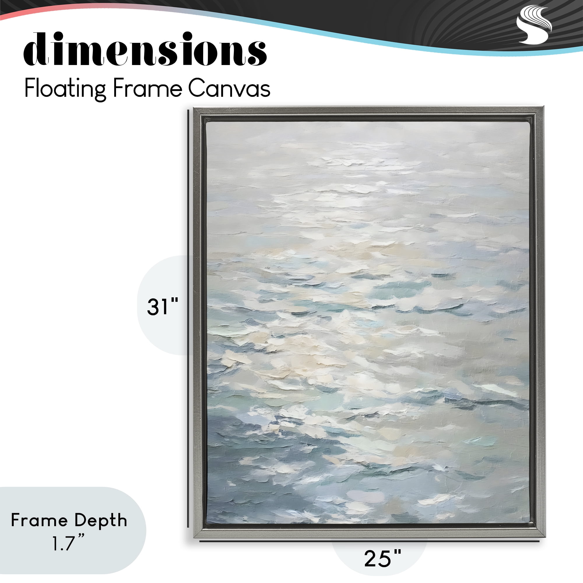 Stupell Industries Shallow Reflections Calm Sea Gray Framed Floater Canvas Wall Art, design by Riley B