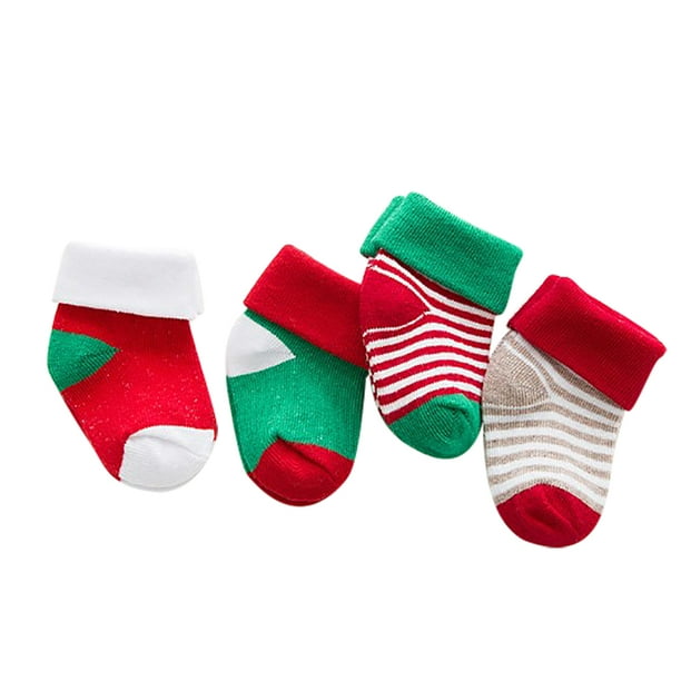 4 Pairs Christmas Baby Socks Warm Cute Newborn Crew Socks Floor