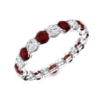 thumbnail image 2 of Mooneye Eternity 3MM Round Garnet Women Valentines Day Gift Stackable Ring 925 Sterling Silver, 2 of 3
