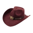 thumbnail image 2 of Cowboy Hat for Men Western Hat for Women Cowboy Felt Hat Adjustable Outdoor Hat with Buckle Belt,One Size, 2 of 7