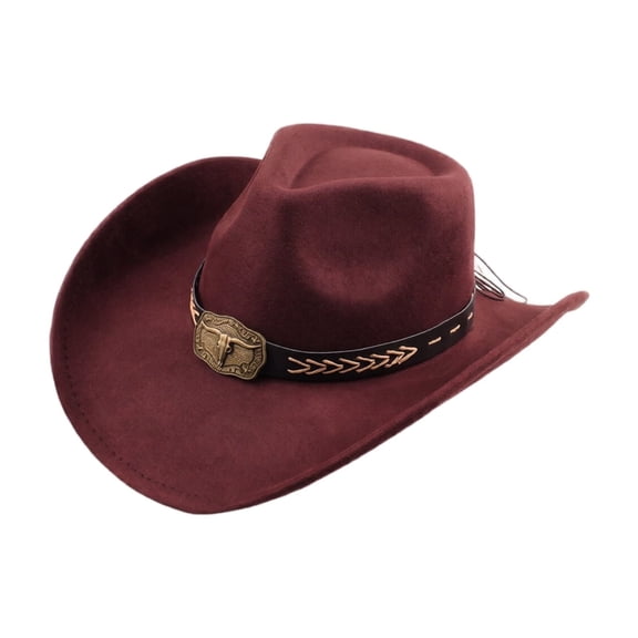 Western Cowboy Hat for Men Women Classic Fedora Hat with Buckle Belt,One Size