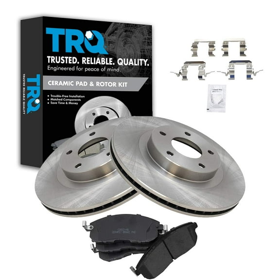 TRQ Front Brake Pad & Rotor Kit Brake Pads Brake Rotor Ceramic Fits Select 2002-2004 INFINITI I35 2002-2006 Nissan Altima 2002-2003 Maxima