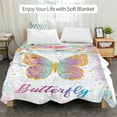 thumbnail image 4 of Gresahom Butterfly Throw Blanket for Girls Teen, Soft Plush Flannel Blanket Butterfly Gift for Kids, Lightweight Fleece Blanket for Birthday Children's Day Graduation Travel(40"x50"), 4 of 7