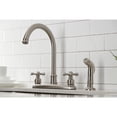 thumbnail image 3 of Kingston FB7798AXSP Victorian Two-Handle 4-Hole 8" Centerset Kitchen Faucet with Side Sprayer in Brushed Nickel, 3 of 7