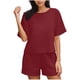 thumbnail image 1 of Conjunto Corto Casual para las Mujeres Manga Corta Bolsillo Pantalones Cortos Pantalones de Señoras Conjunto con Cuello Redondo Top, Ropa Casual de Verano, 1 of 6