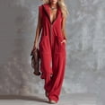 thumbnail image 2 of Guluxicc Womens One Piece Jumpsuit Sleeveless Hooded V-Neck Zipper Front Loose Fit Jumpsuit with Pockets, 2 of 6