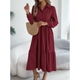 thumbnail image 3 of Women’s Relaxed Fit Long Sleeve Ruffle Detail Shirt Dress Effortless Everyday Tunic Style, 3 of 5
