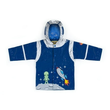 - Kidorable Little Boys Blue Rocket Pocket Space Hero Hooded Rain Coat 2T-6X