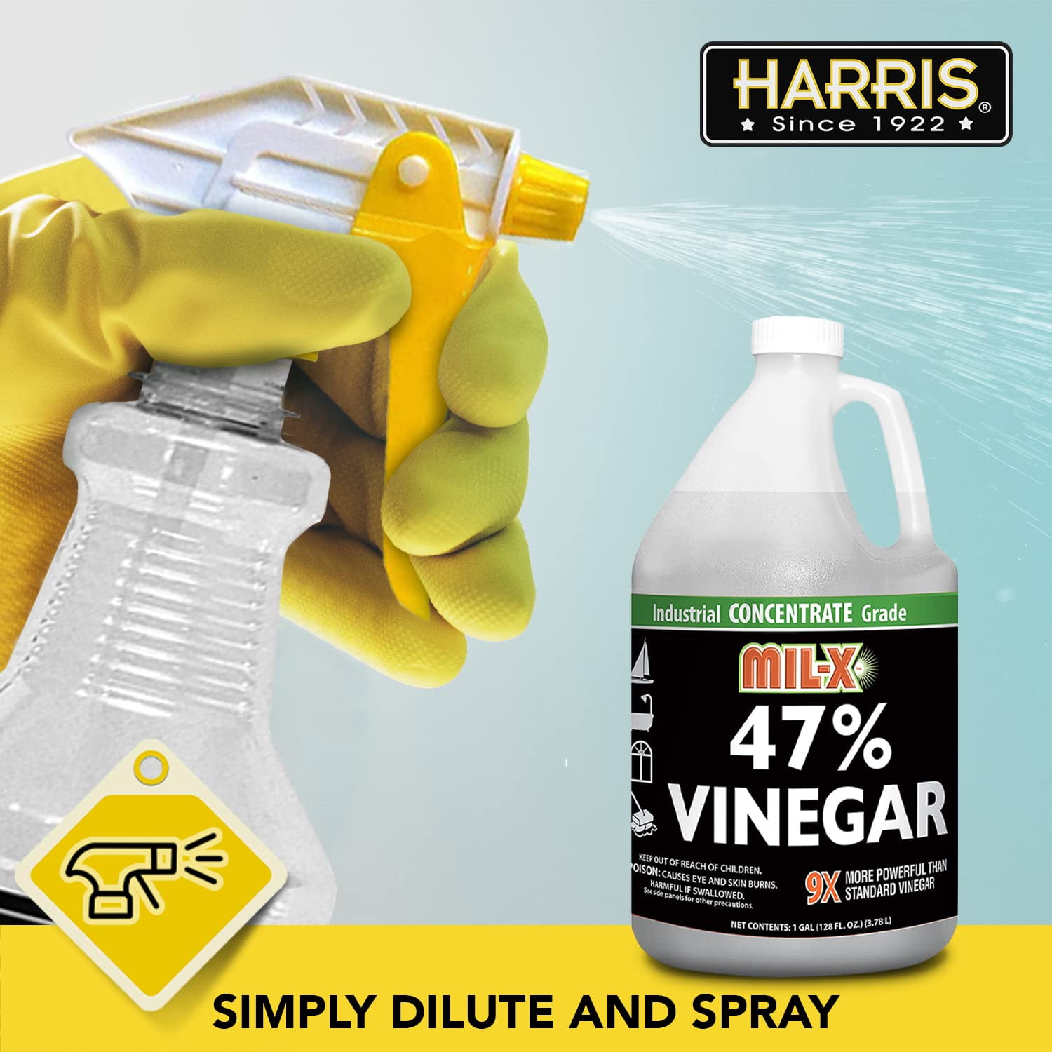 Harris Cleaning Vinegar Extra Strength - 47% Industrial Grade Concentrate - 128 Fl Oz