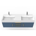 thumbnail image 3 of Amazon 60" Blue Wood Floating Vanity with White Top and Gold Trim, 3 of 10