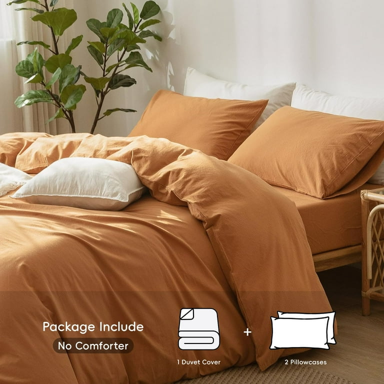 Burnt Orange Terracotta Tufted Cotton Duvet Cover Set Bedding offers Comforter Cover with Pillowcases Home Decor Down Duvet Cover