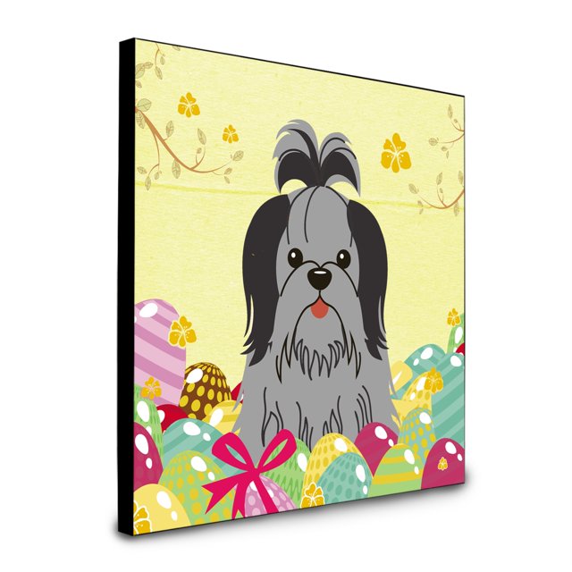 "Treasures Easter s Shih Tzu Black Silver Panel wall-decor, Multicolor" Caroline's Treasures BB6089UP88