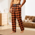 thumbnail image 4 of Hvogkswy Mens Pajama Pants Drawstring Elastic Waist Plaid Wide Leg Lounge Pants Soft Comfy Pajama Bottoms with Pockets, 4 of 6