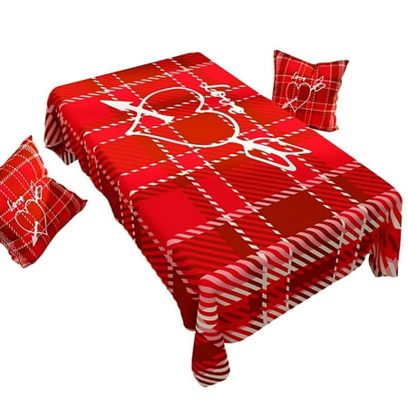 

Red Plaid Valentine s Day Tablecloth Waterproof Tablecloth For Dining At Home