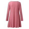 thumbnail image 4 of Ladies Round Neck Long Sleeve Dress Colorful Knit Buckle Pocket A Line Fashion Dress Midi Dress Fitted Dress V Neck Summer Dress Summer Dress Maxi Women Casual Women Dresses below The Knee Dresses, 4 of 4