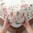 thumbnail image 3 of Full Size Fitted Sheet Set - Pink Rose 3 Piece Bedding Sets 16" Deep Pocket Fitted Sheet with 2 Pillowcases, Farmhouse Romantic Botanical Blossom Floral Brushed Microfiber Hotel Luxury Bed Sheets, 3 of 9