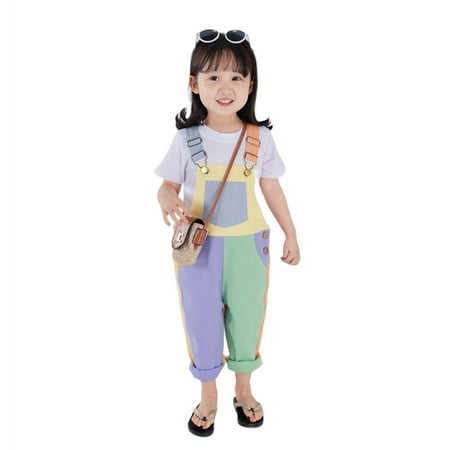 

Phenas Toddler Baby Girls Adjustable Straps Overalls Contrast color Suspender Trousers Cute Summer Clothing Outfit