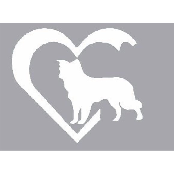 Cœur avec Chien, Border Collie, Chien, Animal de Compagnie, Canin, Meilleur Ami, Amour Chiot, Autocollant en Vinyle Blanc, Étiquette pour Voiture, Fenêtre, Ordinateur, Mur, Blanc, Etc.