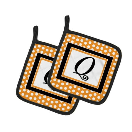 

Caroline s Treasures CJ1033-QPTHD Letter Q Initial Monogram - Orange Polkadots Pair of Pot Holders 7.5HX7.5W
