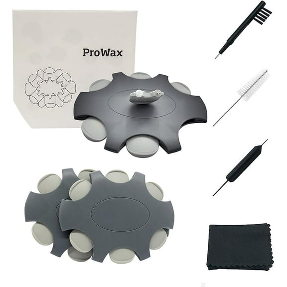 Hearing aid Wax Guards (2mm) Replacement Wax Filters for Oticon ProWax Wax Traps, Hearing Amplifier Cleaning Brush kit Tools with Carry case (2pack, Light Gray)