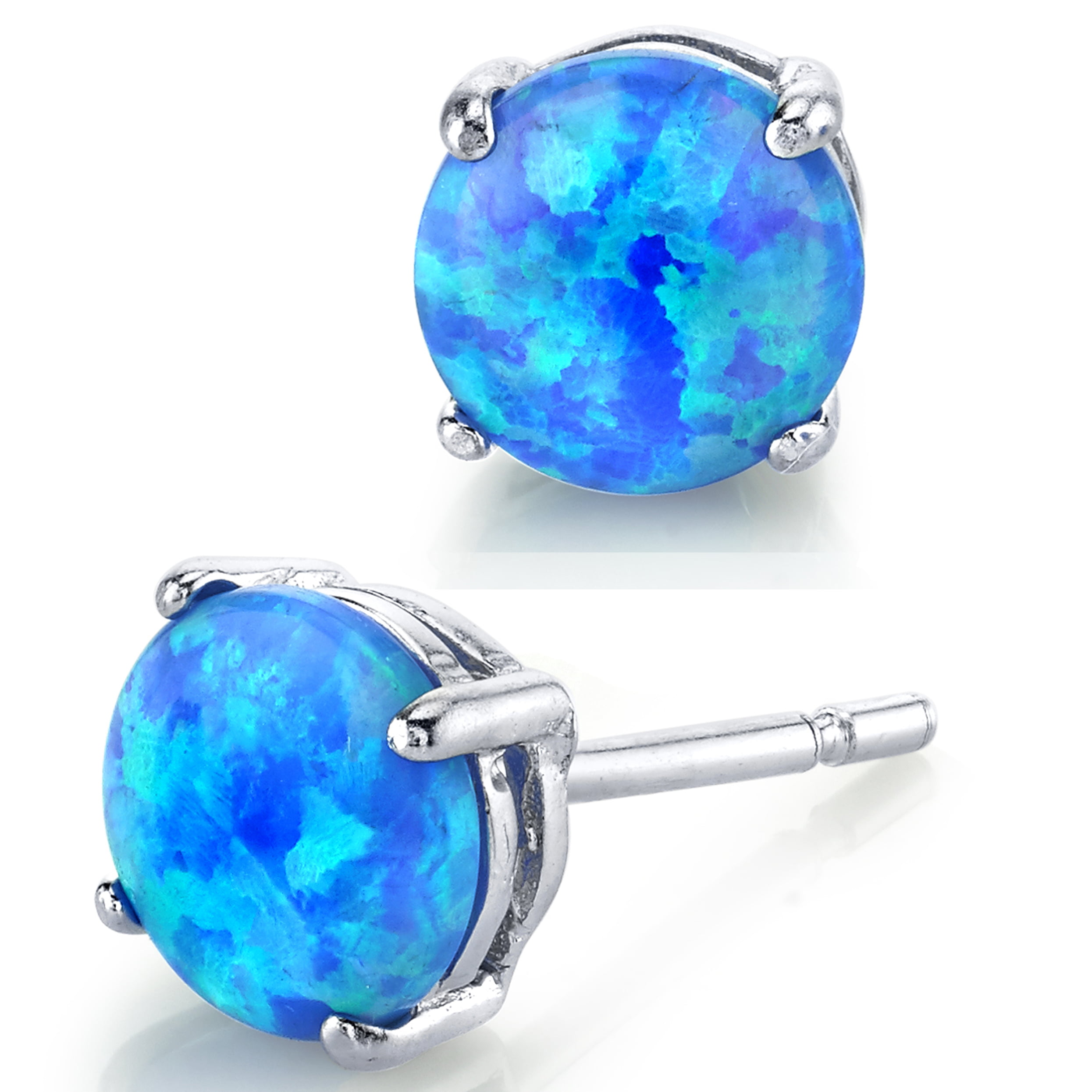 Blue White Fire Opal 925 Sterling Silver Women Jewelry Stud Earrings SE016-17 