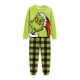 thumbnail image 4 of Moonsky Green Flannel Christmas Pajamas For Family Parent-child Warm Christmas Set Monster Emoji Printed Home Wear Pajamas Two-piece Mom Set Green Plaid Pants Matching Christmas Pjs For Family L, 4 of 5