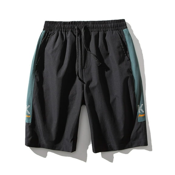 MRULIC mens shorts Straight Loose Solid Men Drawstring Sports Printed Shorts Runing Color Casual Summer Pants Men's Casual Shorts Men Casual Shorts Black   L