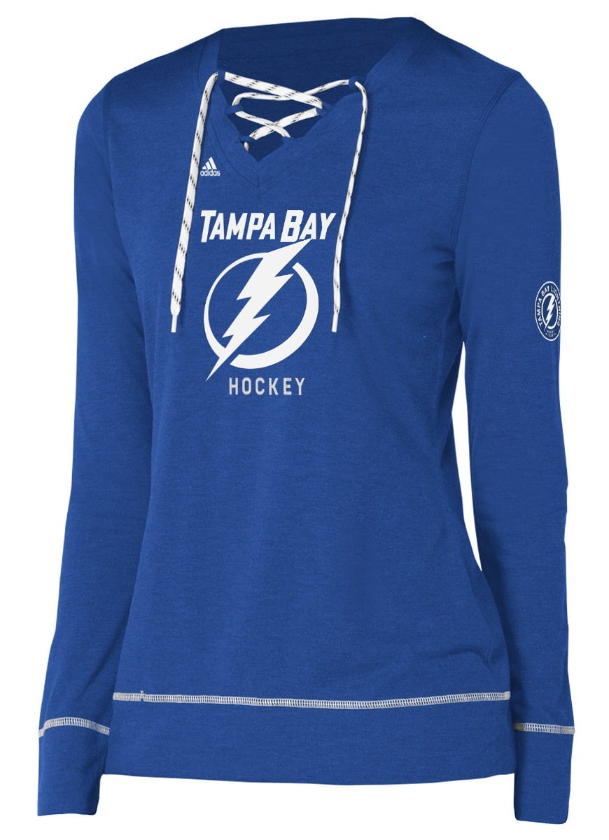 Tampa Bay Lightning Women's Adidas NHL "Wordmark" Long Sleeve Skate Lace Top by Adidas