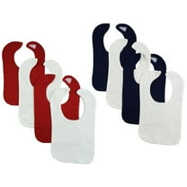 Set of 8 Red, White, and Navy Blue Assorted Cotton Fabric Baby Drool Bibs, 8"